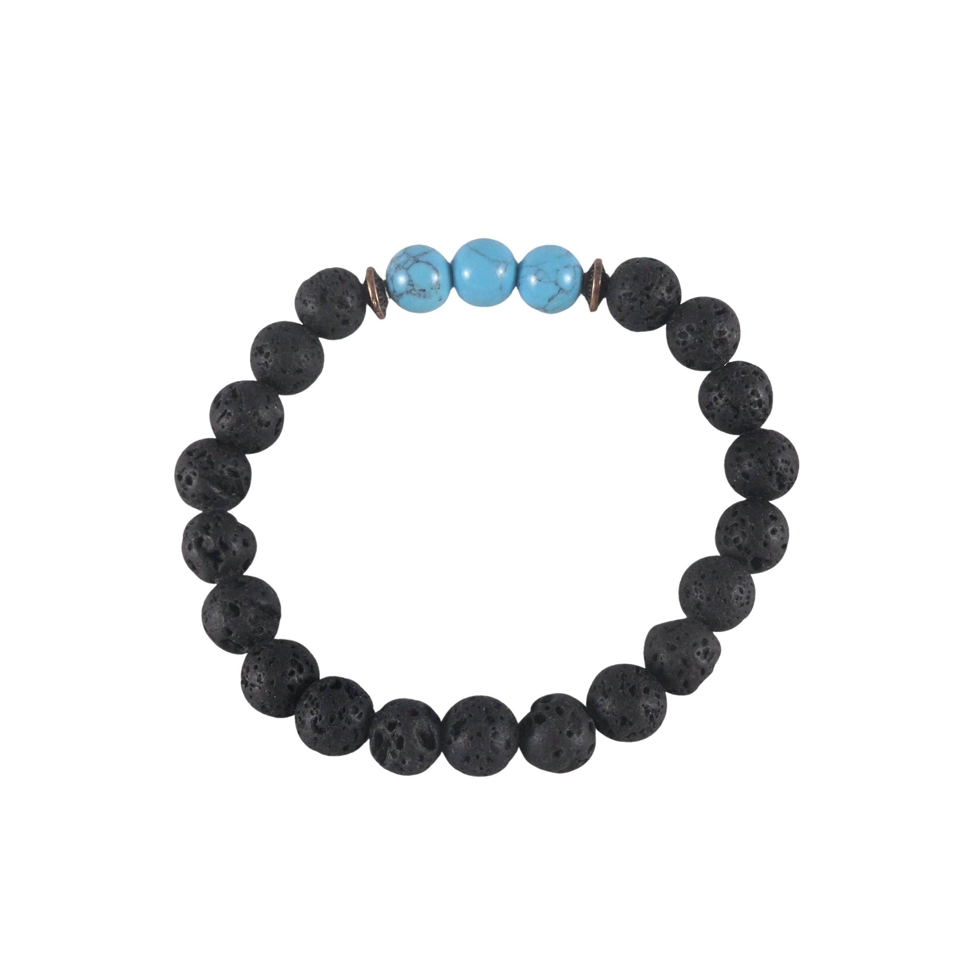 lava bead bracelets blue stabalize turquoise 3 beads / large